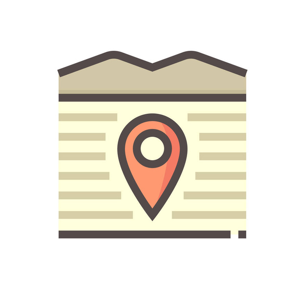 Land and gps pin vector icon. Consist of empty area, position pin point, road and location. Real estate or property for housing subdivision, development, owned, sale, rent, buy or investment. 48x48 px - Vector, Image