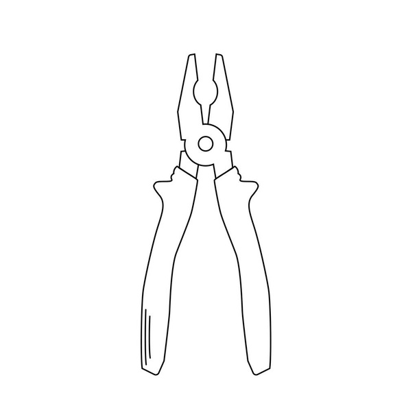 Outline contour pliers. Silhouette repair tool. Household instrument. - Vector, Image