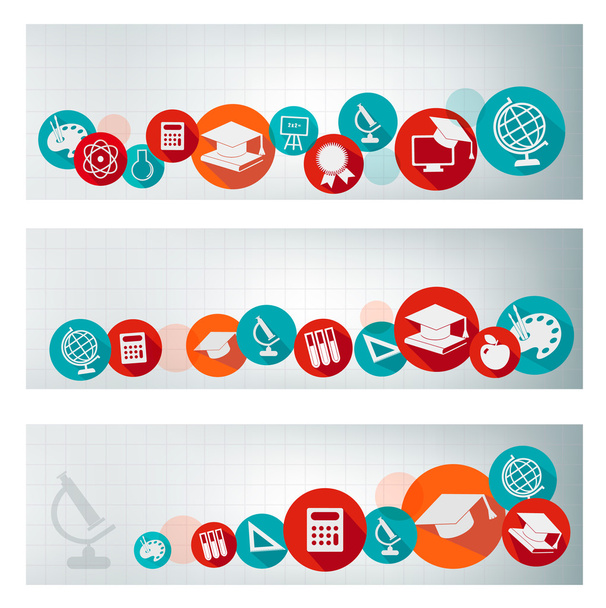 Set of education banners with icons. Vector  - Vetor, Imagem