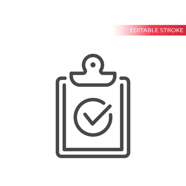 Clipboard with checkmark or tick line icon. Outline vector, editable stroke. - Vector, Image