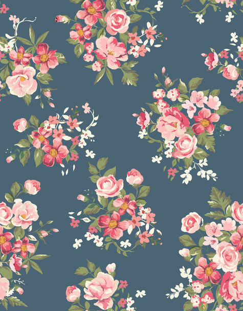 花、花のシームレスなベクトル パターン背景 - ベクター画像