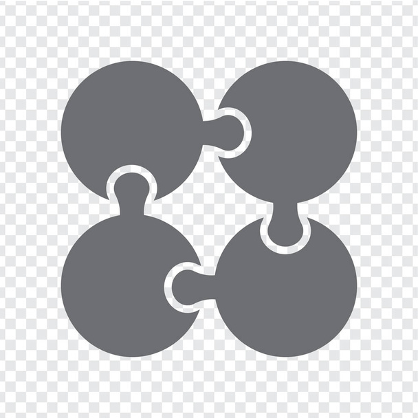 Einfache Symbolrätsel in grau. Einfaches Symbol-Kreis-Puzzle der vier Elemente auf transparentem Hintergrund für Ihr Webseiten-Design, App, UI. EPS10. - Vektor, Bild
