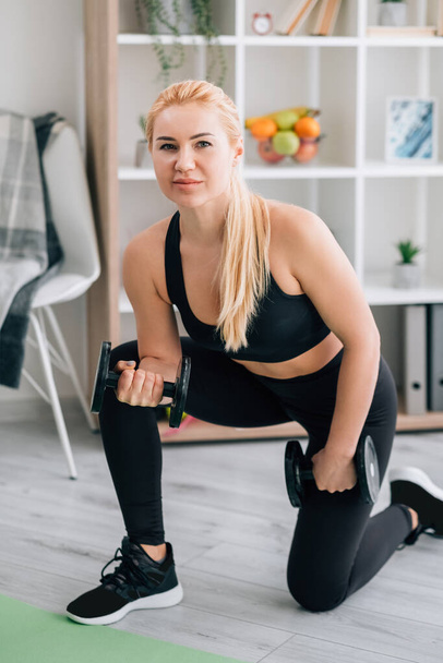 lifting workout sportive woman home fitness - Fotografie, Obrázek