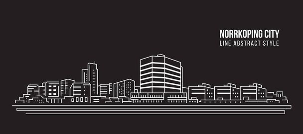 Cityscape Building Line art Vector Illustration design - Norrkoping city - Vetor, Imagem