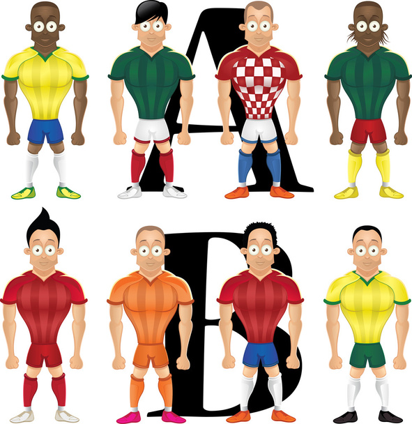 Desenho animado vetorial ilustração de jogadores de futebol, isolado
 - Vetor, Imagem