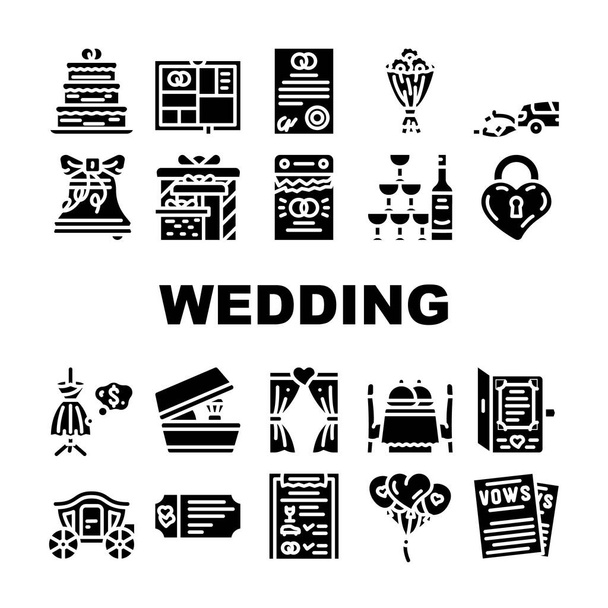 Set icone collezione accessori giorno del matrimonio vettoriale - Vettoriali, immagini