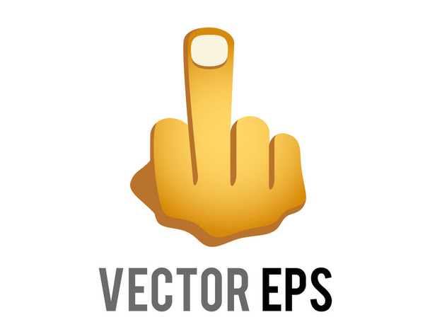 The isolated vector gradient yellow middle finger icon, used in rude or insulting gesture. The back of the hand is shown with the middle finger raise - Vector, Image