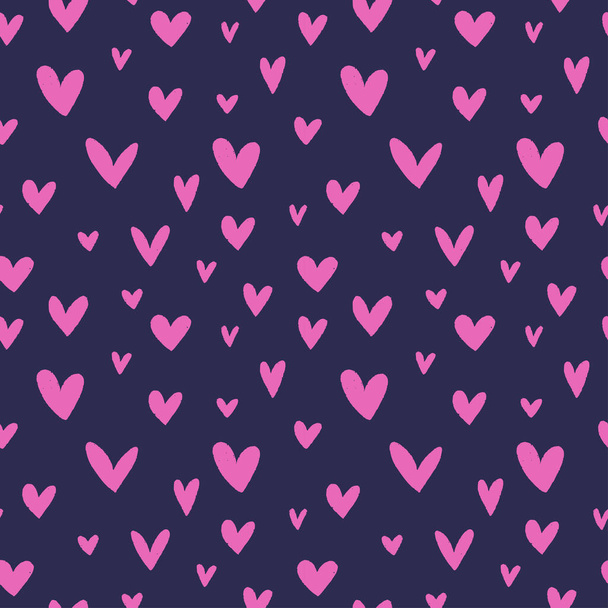 Seamless pattern made of hand drawn doodle hearts. Bright colored tiling background. Romantic backdrop texture for web site, blog, wallpaper, textile, wedding invitation and decor - Вектор, зображення