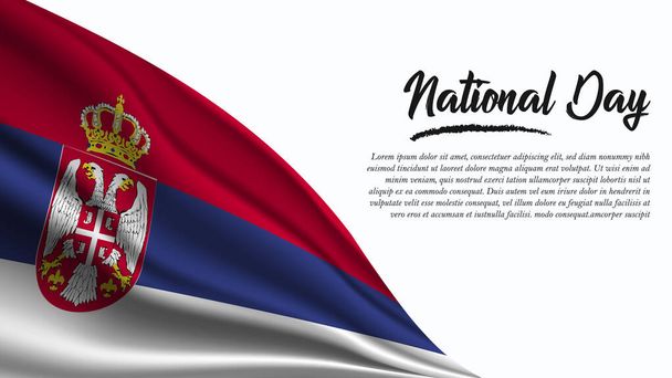 セルビア国旗を背景にした国民の日旗。ポスター、グリーティングカードに使用されます。ベクターイラスト. - ベクター画像