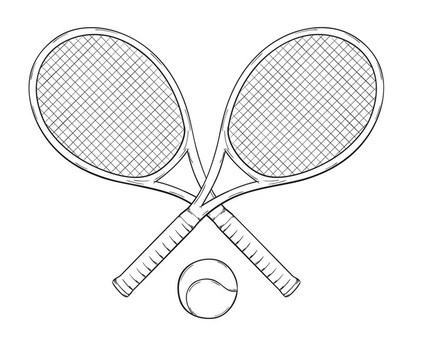 dwie rakiety tenis i piłka - Wektor, obraz