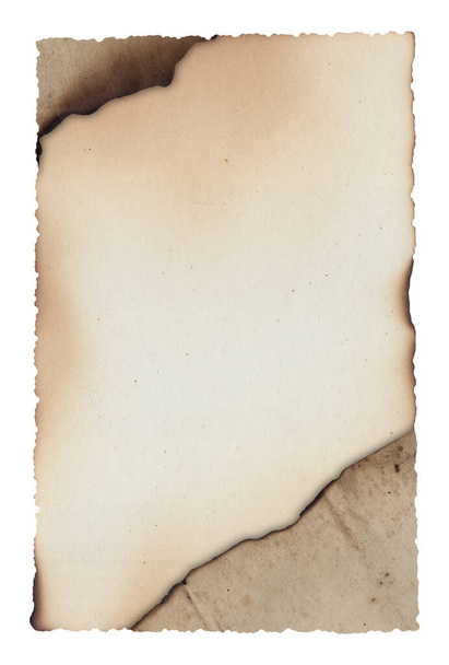 Παλιά vintage ακατέργαστη υφή ρετρό χαρτί με καμένες άκρες, λεκέδες και γρατσουνιές φόντο  - Φωτογραφία, εικόνα