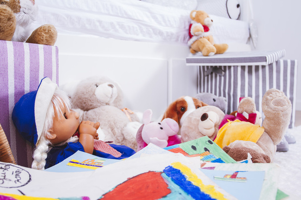 Stuffed animal toys in interior room - Photo, Image