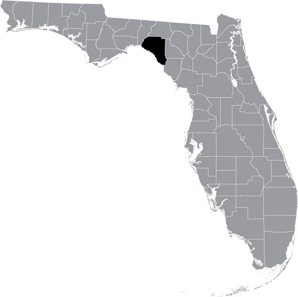 Чорна мапа виділена на карті розташування нашого округу у сірій мапі федерального штату Флоріда, usa - Вектор, зображення