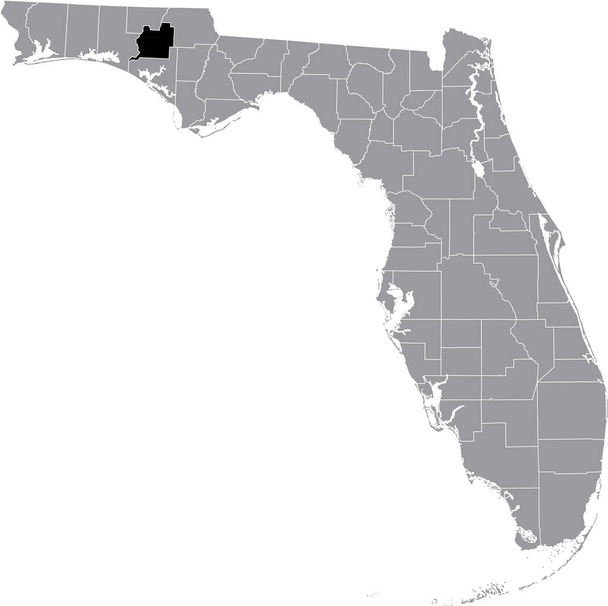 Μαύρο τονισμένο χάρτη θέση της κομητείας των ΗΠΑ Ουάσιγκτον μέσα σε γκρι χάρτη της Ομοσπονδιακής Πολιτείας της Φλόριντα, ΗΠΑ - Διάνυσμα, εικόνα
