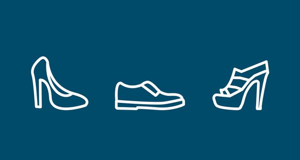 woman heel, shoes line icon set. woman heel, shoes line icon set. - Vector, Imagen