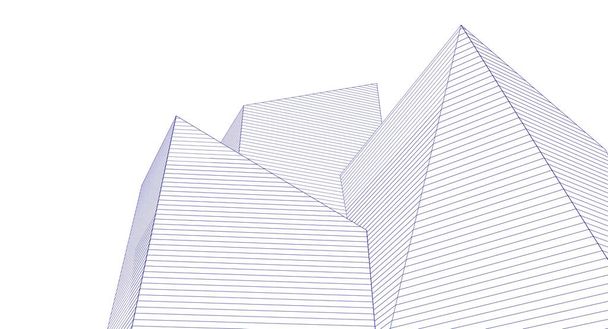 abstrata arquitetura 3d ilustração esboço - Foto, Imagem