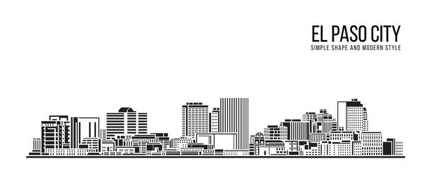 Cityscape Building Abstract Simple shape and modern style art Vector design - El Paso city - Vektor, kép