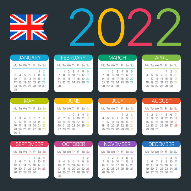 2022 calendar -English version - Vector template - Vector, Image
