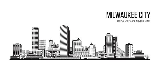 Cityscape Building Abstract Simple shape and modern style art Vector design - Milwaukee city - Vector, Image