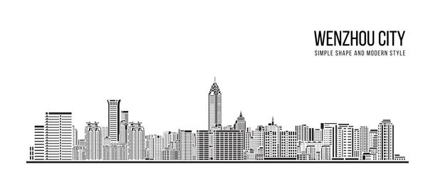 Cityscape Building Abstract Simple shape and modern style art Vector design -  Wenzhou city - Vektör, Görsel