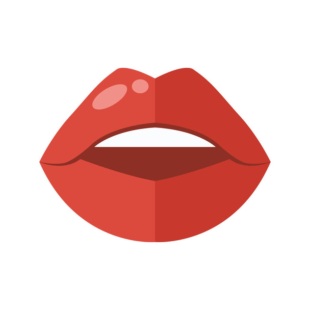 Lips illustration isolated on white background. Red lipstick. Vector bay. Woman mouth. - Vector, afbeelding