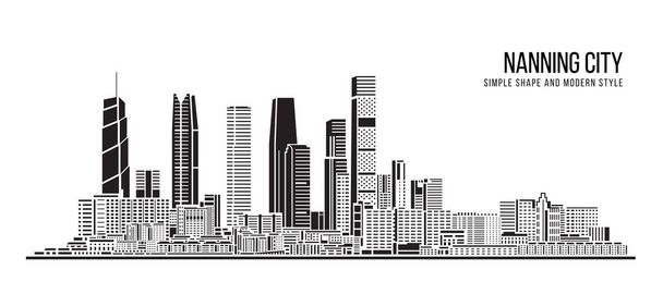 Cityscape building abstract form and modern style art vector design - nanning city - Вектор, зображення
