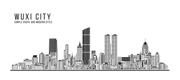 Cityscape Building Abstract Simple shape and modern style art Vector design -  Wuxi city - Vettoriali, immagini