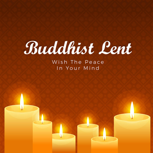 Buddhist lent day with yellow candles light on brown flower cross texture background vector design - Vektor, obrázek