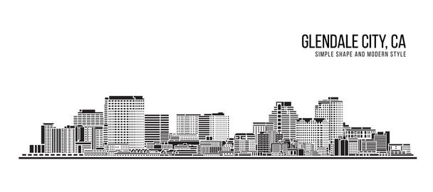 Cityscape Building Abstract Simple shape and modern style art Vector design -  Glendale city California - Vector, Image