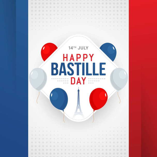 Happy bastille day banner celebration in france vector illustration - Vector, Image