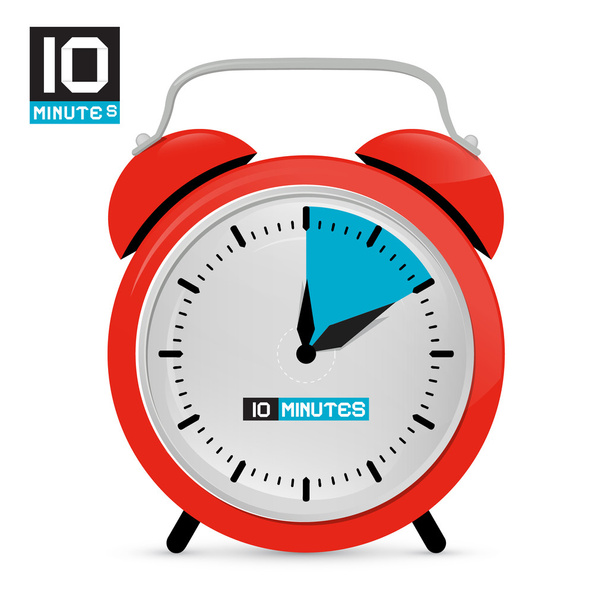 Diez 10 minutos Reloj despertador rojo Vector Ilustración
 - Vector, imagen
