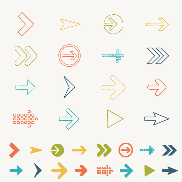 Signo de flecha icono conjunto garabato mano dibujar vector ilustración de elementos de diseño web
 - Vector, Imagen
