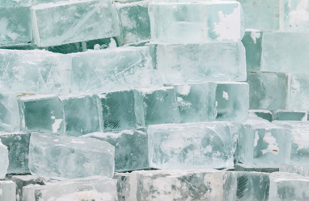 Texture parete di ghiaccio, blocchi di ghiaccio mattoni muro di sfondo. - Foto, immagini