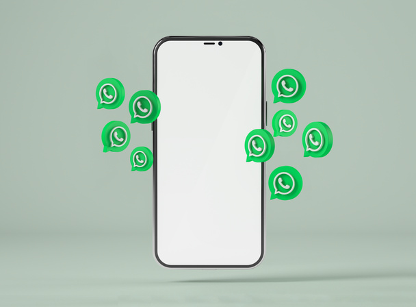 Smartphone with whatsapp icons with blank screen for your design - Foto, afbeelding