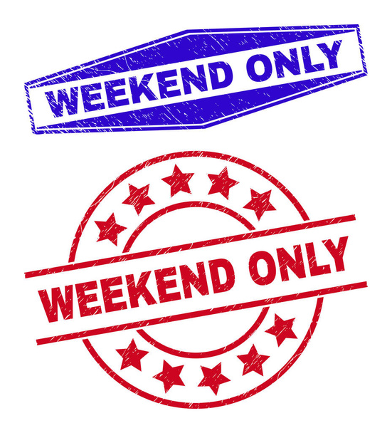 WEEKEND ONLY Grunge Watermarks in Round and Hexagon Shapes - Vecteur, image