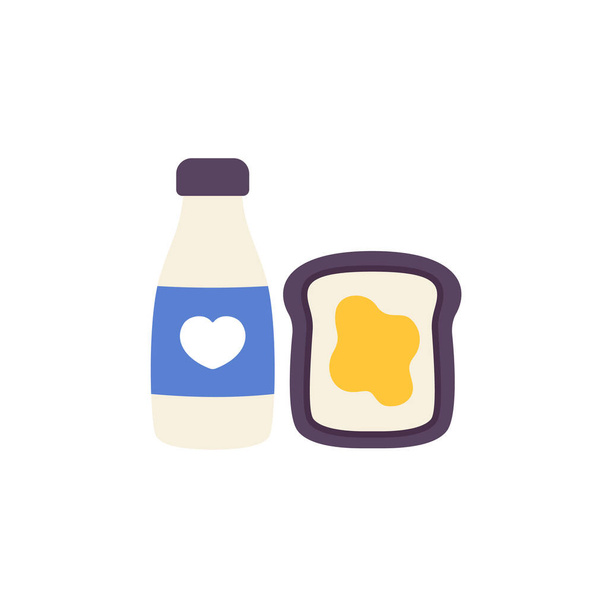 ミルクボトルのアイコンベクトル。食品朝食のシンボル。絶縁型コンターイラスト要素 - ベクター画像