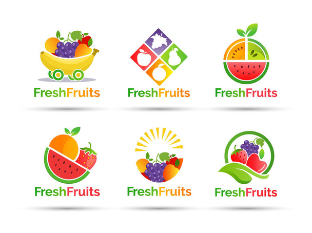 Fruits shop vector logo design bundle - Vector, Image