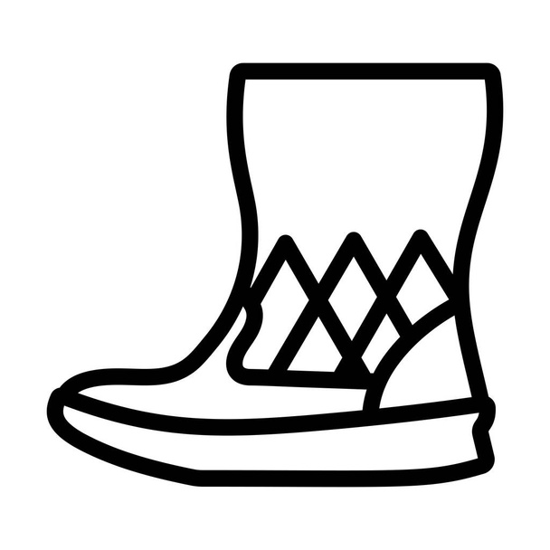 Mujer Fluffy Boot Icon. Diseño de contorno audaz con ancho de carrera editable. Ilustración vectorial. - Vector, imagen