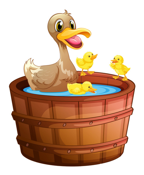 Patos tomando banho na banheira
 - Vetor, Imagem