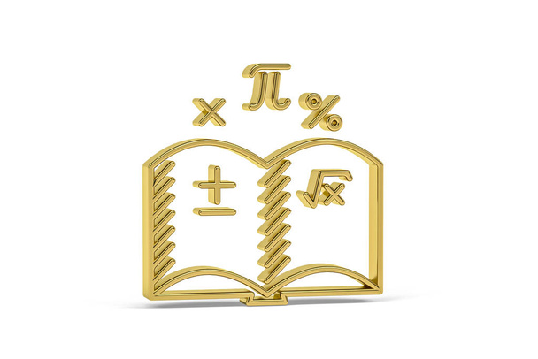 Золотая трехмерная математическая иконка выделена на белом фоне - трехмерная рендеринг - Фото, изображение