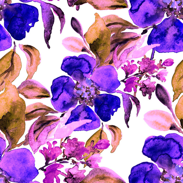 Watercolor seamless pattern with flowers. Floral design.Romantic wedding background.Bright summer seamless pattern. Botanical wallpaper. Can be used for any kind of design - Photo, image