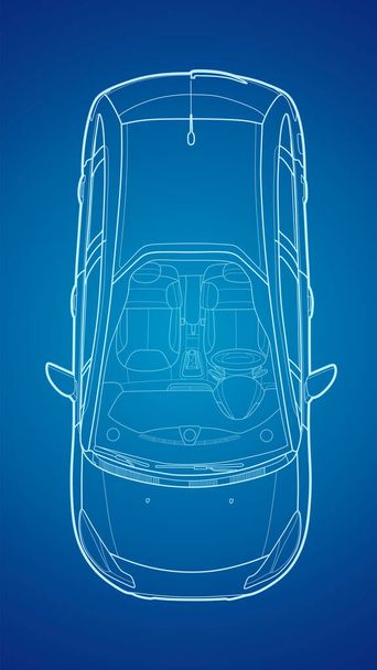 Car from top view vector. Flat design auto. - Vector, Image