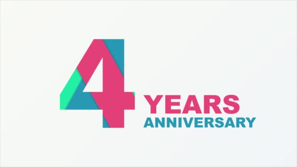 4 years anniversary emblem. Anniversary icon or label. 4 years celebration and congratulation design element. Motion graphics. - Footage, Video