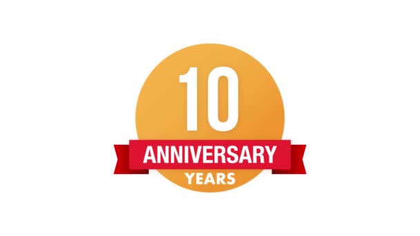 10 years anniversary emblem. Anniversary icon or label. 10 years celebration and congratulation design element. Motion graphics. - Footage, Video