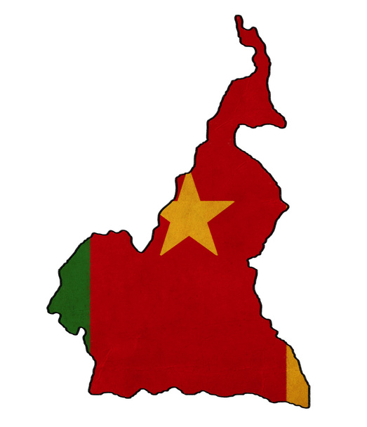 Cameroun carte sur le drapeau camerounais dessin, grunge et rétro drapeau ser
 - Photo, image