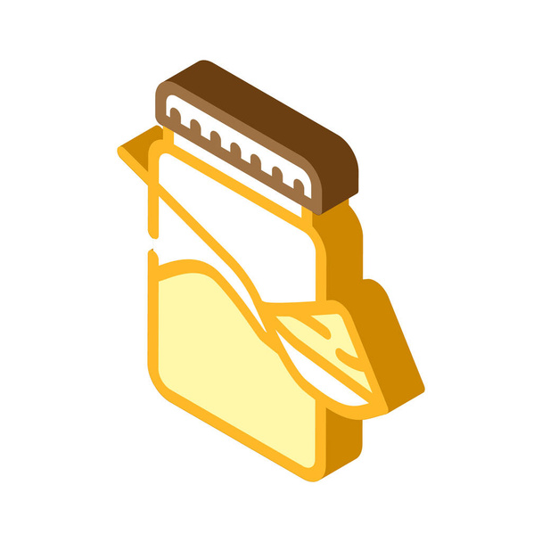 colher com deliciosa manteiga de amendoim ícone isométrico ilustração vetorial - Vetor, Imagem