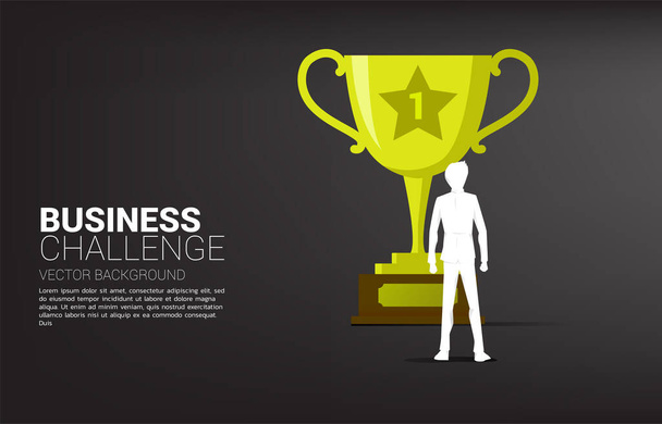 Silhouette üzletember célja, hogy bajnok trófea. Üzleti koncepció a vezetői célról és a jövőkép küldetésről - Vektor, kép