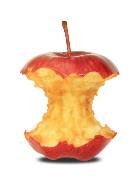 Punainen omena ydin valkoisella pohjalla
 - Valokuva, kuva