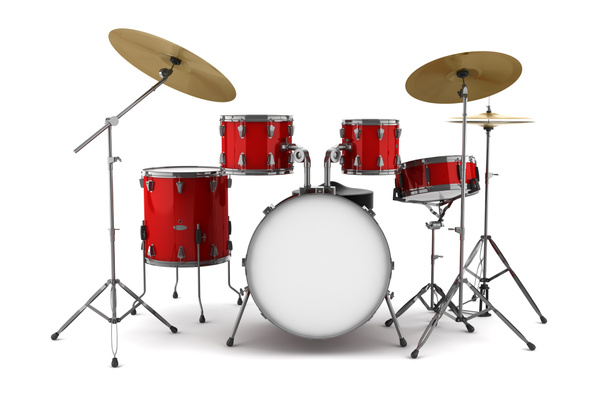 κόκκινο drum kit που απομονώνονται σε λευκό φόντο - Φωτογραφία, εικόνα