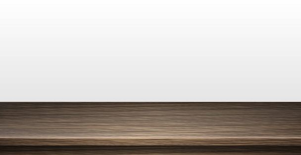 Large table top, solid wood texture, white background - Vector illustration - Vector, Image